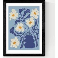 East End Prints Blue Moon Flower Pot Framed Art Print Black