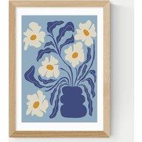 East End Prints Blue Moon Flower Pot Framed Art Print Natural