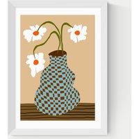 East End Prints Party Floral Pottery Framed Art Print White