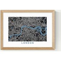 East End Prints London Map Negative Framed Art Print Natural