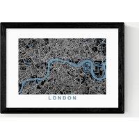 East End Prints London Map Negative Framed Art Print Black