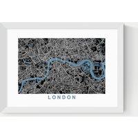 East End Prints London Map Negative Framed Art Print White