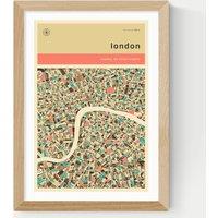 East End Prints London Streetguide Orange Framed Art Print Natural