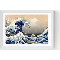 East End Prints The Great Wave Off Kanagawa Framed Art Print White