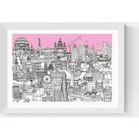 East End Prints London Jungle Pink Framed Art Print White