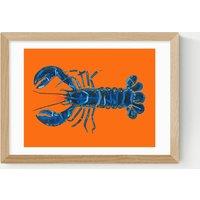East End Prints Lobster on Orange Framed Art Print Natural
