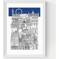 East End Prints London Blue Framed Art Print White