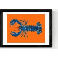 East End Prints Lobster on Orange Framed Art Print Black