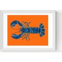 East End Prints Lobster on Orange Framed Art Print White