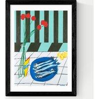 East End Prints Striped Sardines Rectangle Framed Art Black