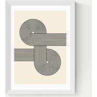 East End Prints Retro Waves Abstract Framed Art White
