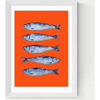 East End Prints Sardines Orange Framed Art Print White