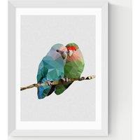 East End Prints Two Love Birds Framed Art White