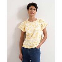 Phase Eight Jersey Floral Angel Sleeve Top Yellow Mix