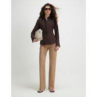 River Island High Waisted Straight Leg Jeans Chocolate
