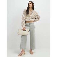 River Island Seam Front Wide Leg Cropped Jeans Light Green