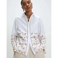 River Island Pure Cotton Broderie Shirt White
