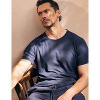 David Gandy Wellwear Ultimate Cotton Linen Blend Tee Navy