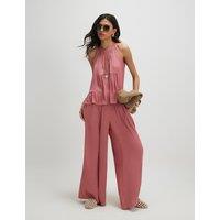 River Island Elasticated Waist Wide Leg Trousers Pink