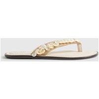 River Island Molly Smith Embellished Toe Thong Sandals Cream Mix