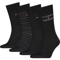 Tommy Hilfiger 4 Pack Cotton Rich Striped Socks Black Mix