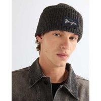 Wrangler Wool Rich Ribbed Beanie Hat Dark Grey