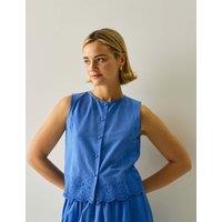 Regatta Preveli Pure Cotton Broderie Tie Back Blouse Light Blue