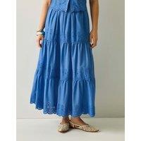 Regatta Deiana Pure Cotton Broderie Midi Tiered Skirt Light Blue