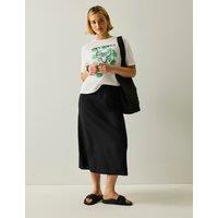 Regatta Midi A-Line Skirt with Linen Black