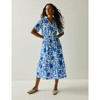 Regatta Navagio Pure Cotton Midi Shirt Dress Medium Blue Mix