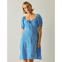 Regatta Printed Square Neck Midi Skater Dress Medium Blue Mix