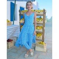 Regatta Perissa Pure Cotton Floral V-Neck Strappy Dress Light Blue Mix