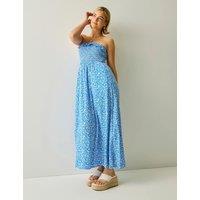 Regatta Floral Bandeau Shirred Maxi Swing Dress Medium Blue Mix
