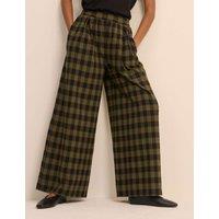 Nobody's Child Pure Cotton Checked Wide Leg Trousers Khaki