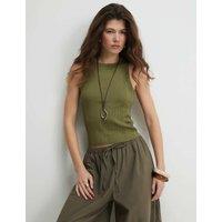 River Island Ribbed Knitted Vest Green