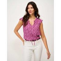 Crew Clothing Floral Tie Neck Blouse Pink Mix