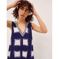 Monsoon Geometric Tie Dye V-Neck Relaxed Jumpsuit Navy Mix