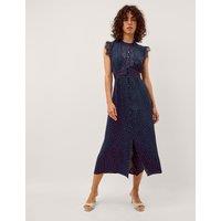 Monsoon Polka Dot Midi Tea Dress Navy Mix