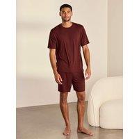 Chelsea Peers Short Crew Neck Pyjama Set Burgundy