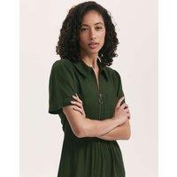 Finery London Linen Blend Midi Shirt Dress Dark Khaki