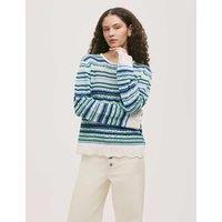 Finery London Pure Cotton Knitted Striped Jumper Blue Mix