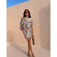 Never Fully Dressed Mini Tilly Dress in Kaleidoscope Print Blue Mix