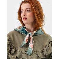 ACCESSORIZE Satin Palm Print Square Scarf Green