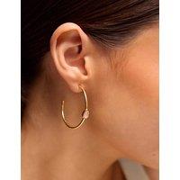 ACCESSORIZE 14ct Gold Plated Rose Quartz Hoop Earrings Gold