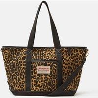 ACCESSORIZE Canvas Leopard Print Shoulder Bag Brown Mix