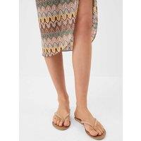ACCESSORIZE Leather Glitter Flat Flip Flops Golden Rose