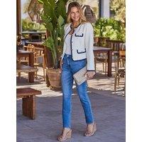 SOSANDAR Contrast Trim Boucle Jacket Ivory Mix
