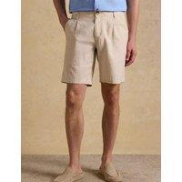 Joules Linen Rich Herringbone Single Pleat Shorts Natural