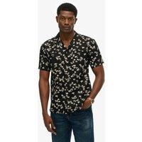 Superdry & Co Cotton Linen Blend Floral Beach Shirt Black