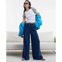 River Island Pure Lyocell Wide Leg Jeans Dark Blue